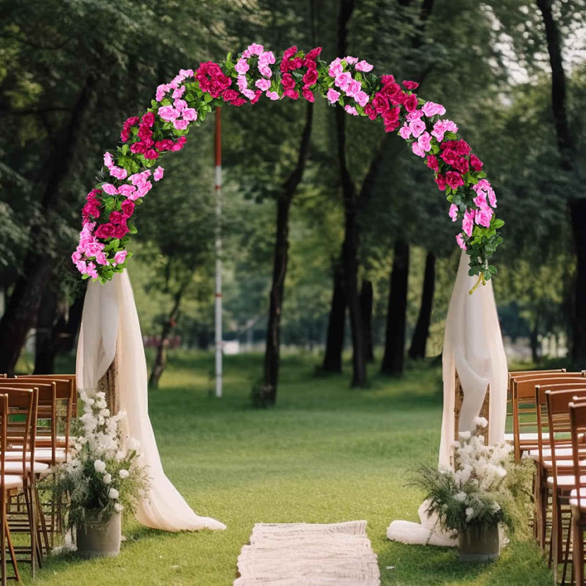 Floweroyal 6 Pack Artificial Flower Garlands 15.8FT Fake Rose Vines Silk Flowers Hanging Rose Ivy
