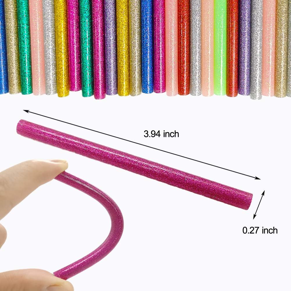 Glitter Hot Glue Sticks for Hot Glue Gun 14 Colors 84 Pack Bulk Colored Glitter Glue Stick for Mini