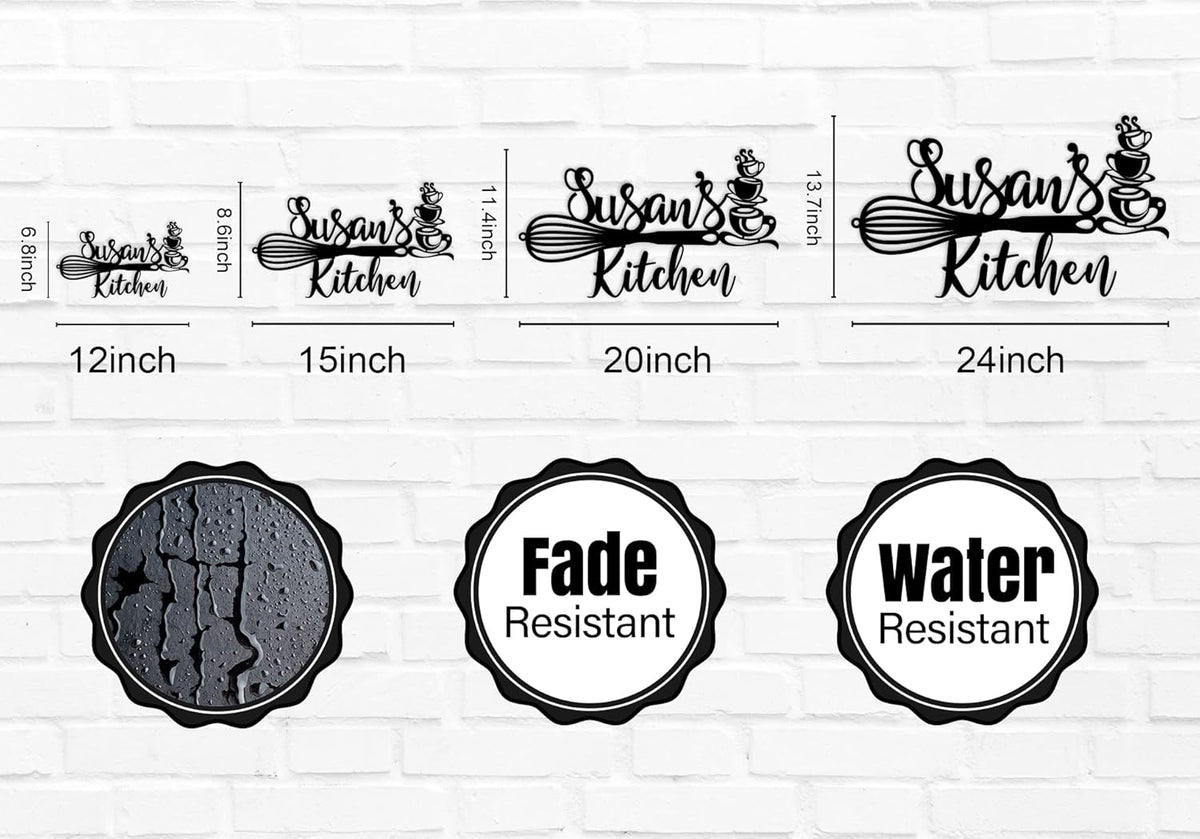 Custom Kitchen Name Sign, Personalized Kitchen Metal Sign, Kitchen Art Wall Decor, Kitchen Signs