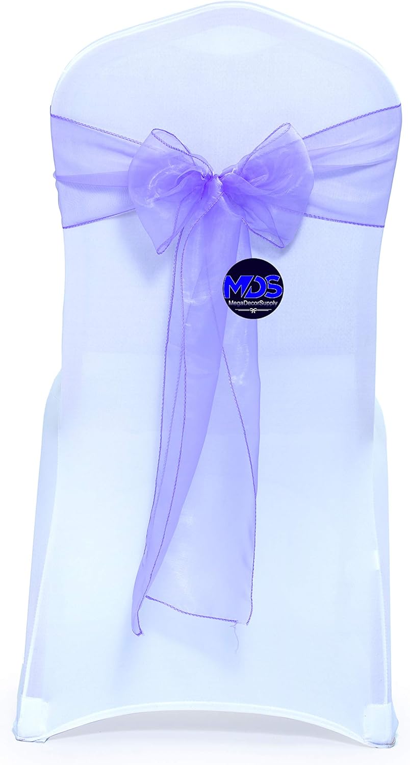 MDS Pack of 150 PCS Organza Chair Sashes Wider Dining Chair Bows Ribbon Tie Back for Wedding Party