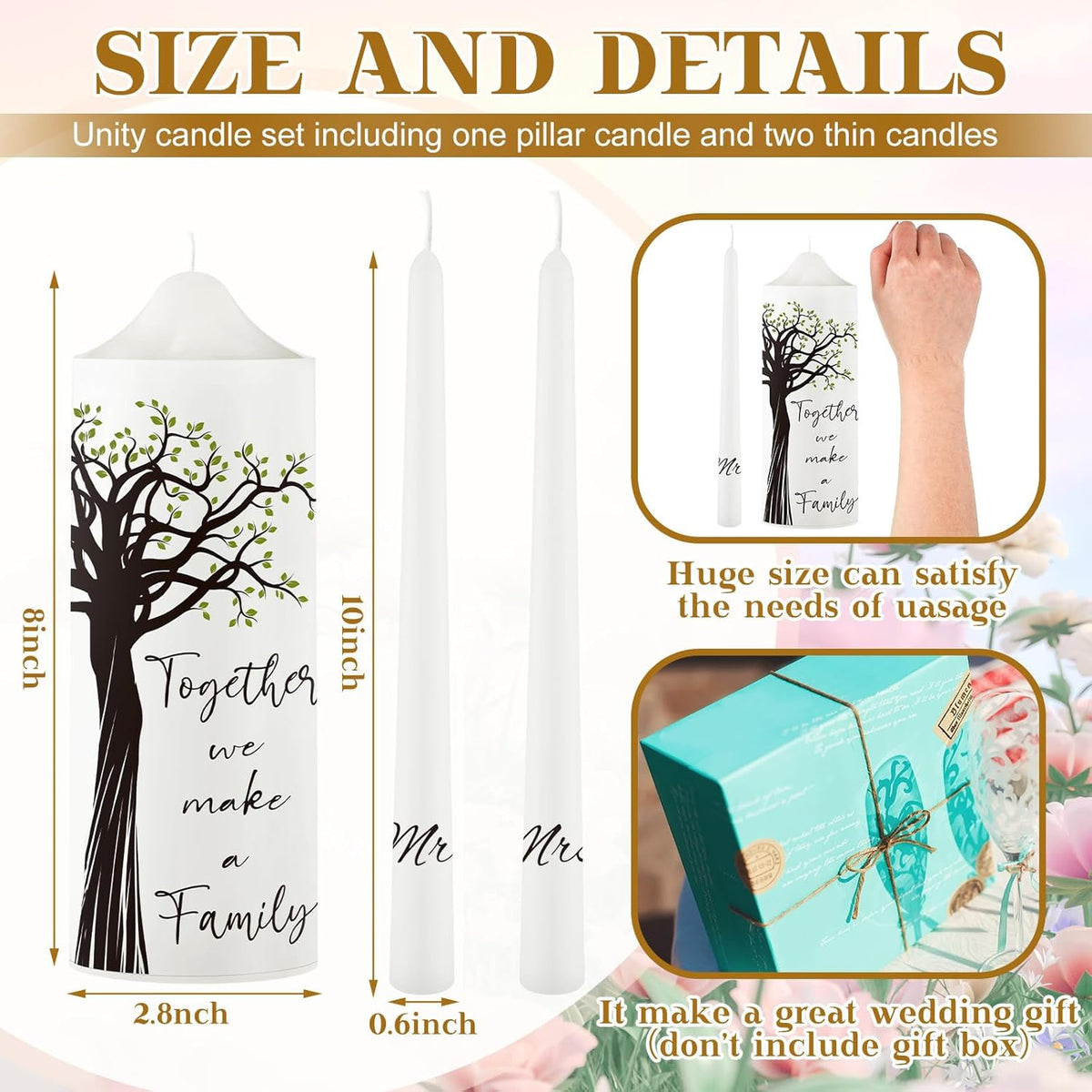 Frienda Unity Candles for Wedding Ceremony Set Wedding Unity Taper Candles Catholic Religious