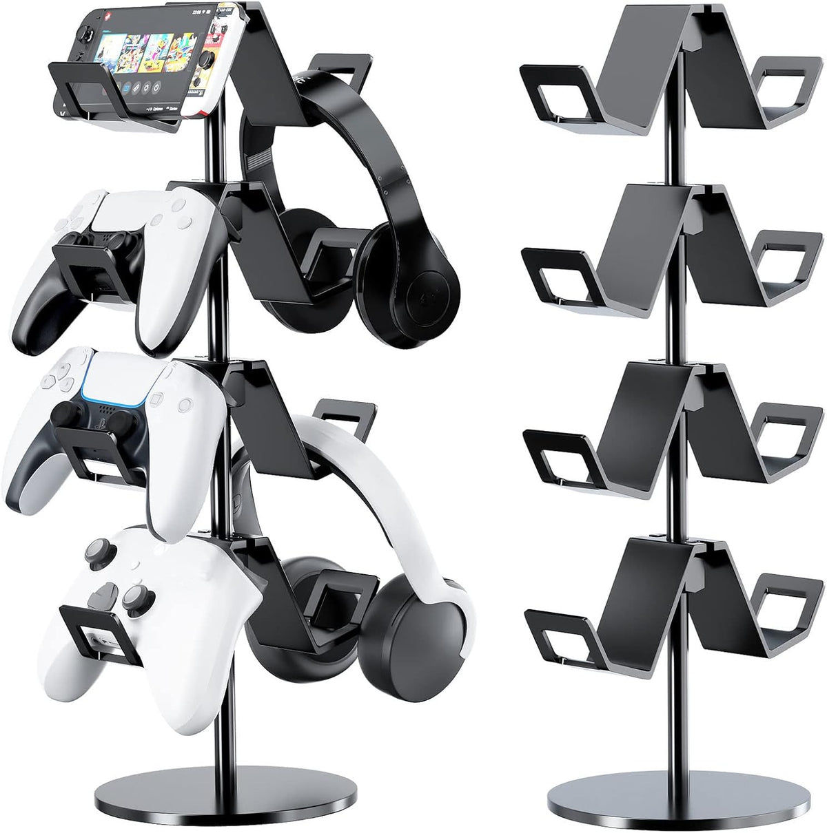 Controller Holder 4 Tier,Headphone Stand - Adjustable Headset Holder for Xbox PS5 PS4 Switch Pro