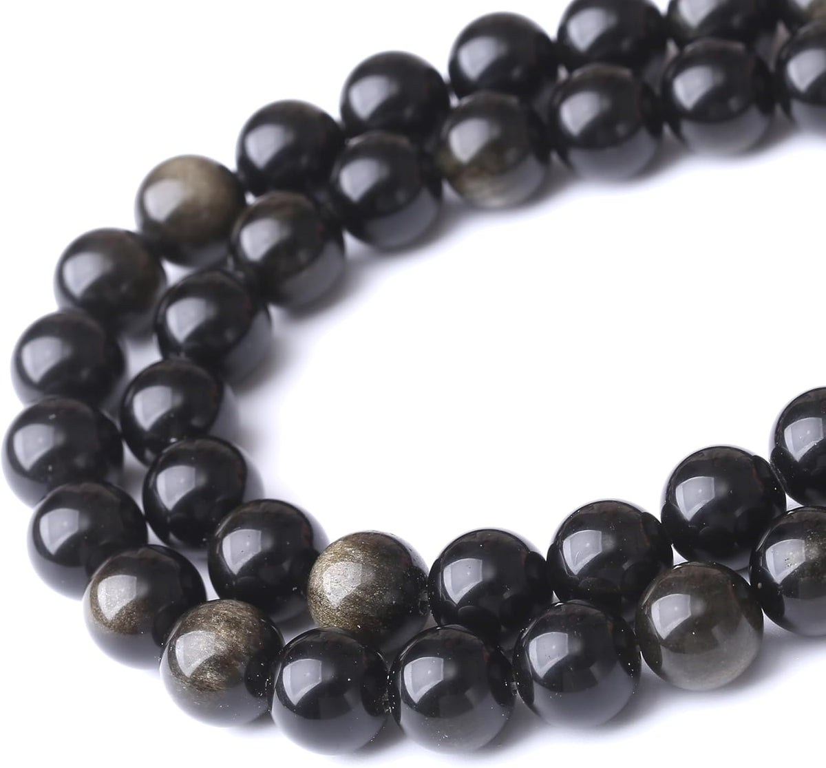 Gold Obsidian Stone Beads for Jewelry Making DIY Craft Gemstone Beads Kit (6mm, 60pcs) Cosmic