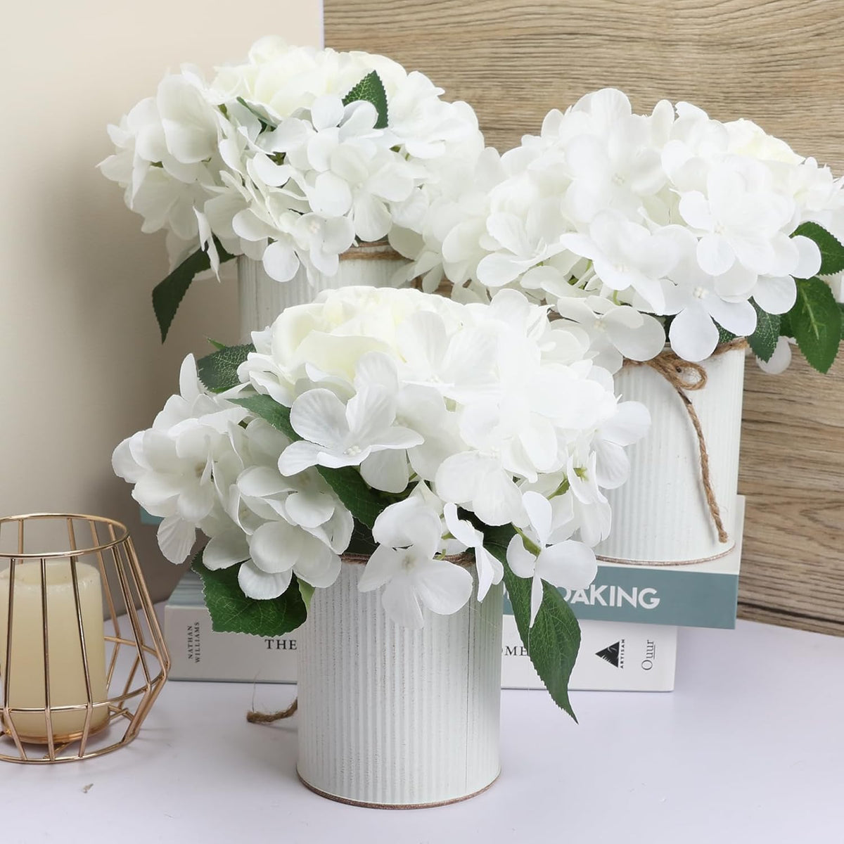 Flower Table Centerpieces - Set of 6 Floral Arrangement Artificial Wedding Hydrangeas Floral