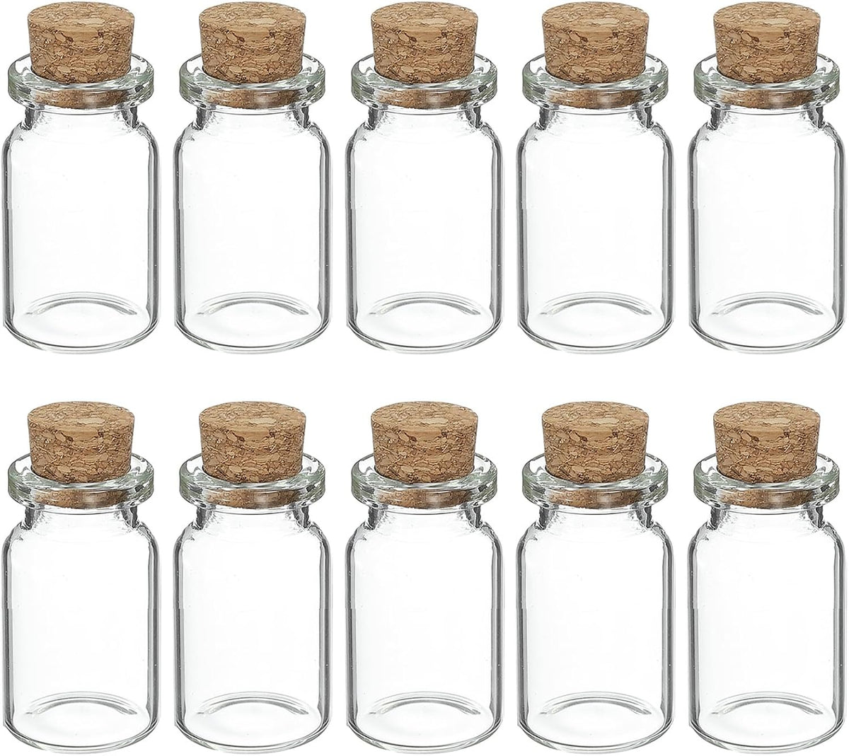uxcell 10Pcs Mini Glass Bottles with Cork Stoppers, 8ml Small Clear Bottles Glass Empty Jars Vials