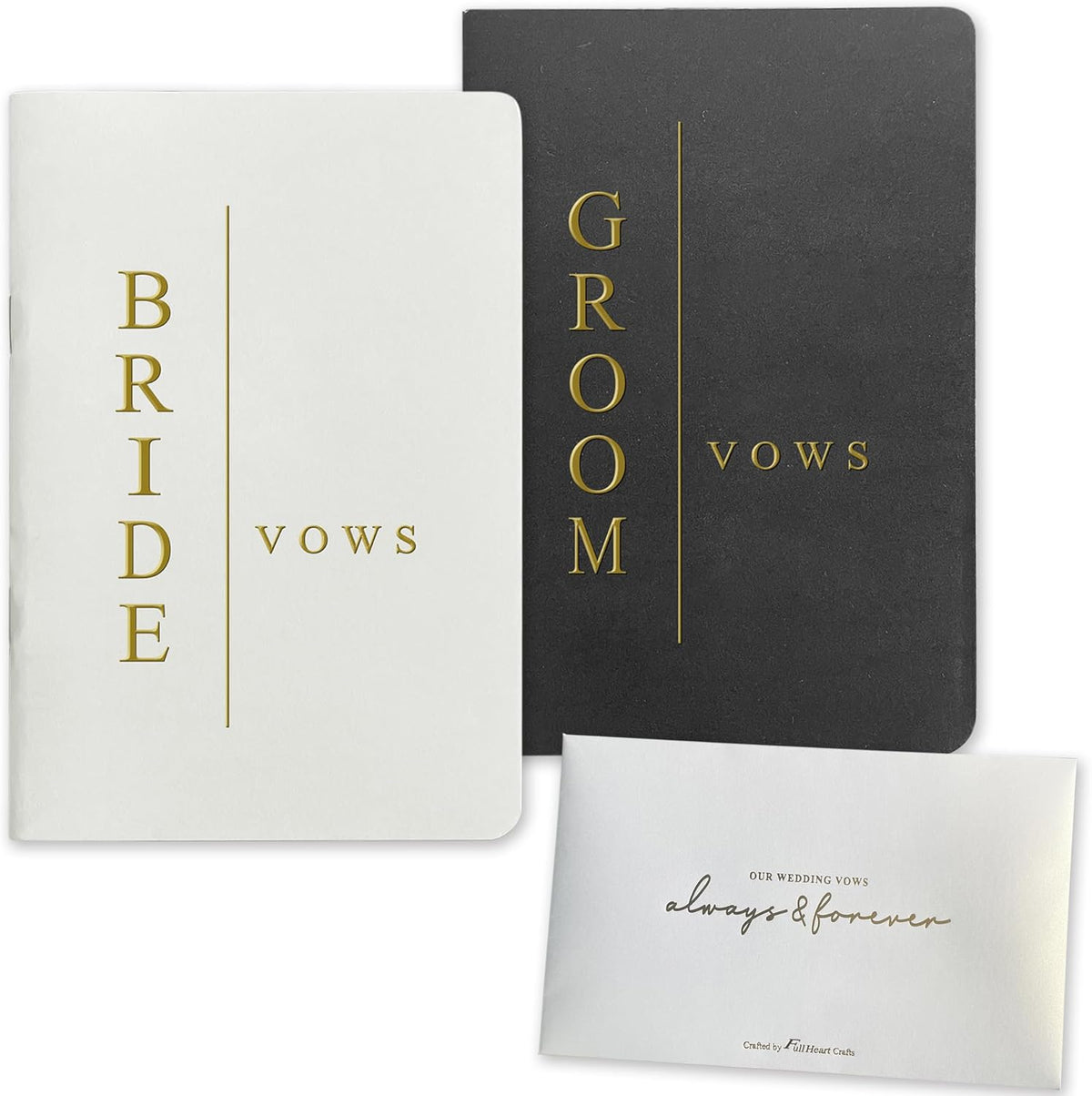 Vow Books His and Hers Wedding Vow Books Bride and Groom with Soft Touch Gold Foil Engraving