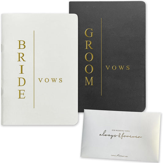 Vow Books His and Hers Wedding Vow Books Bride and Groom with Soft Touch Gold Foil Engraving