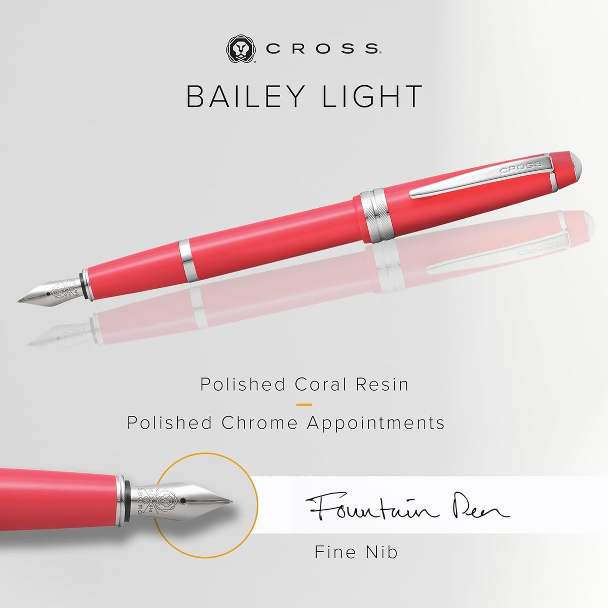 Cross Bailey Light Refillable Fountain Presented in a Everyday Gift Box - Medium Point, Black Ink