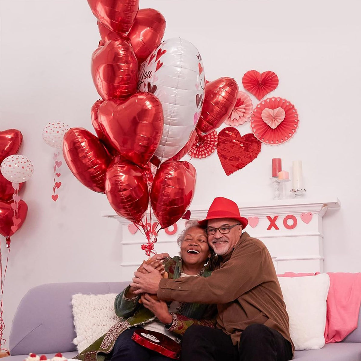 Red Heart Balloons,10Pcs Red Foil Heart Shaped Love Balloons,18Inch Helium Polyester Film Balloon