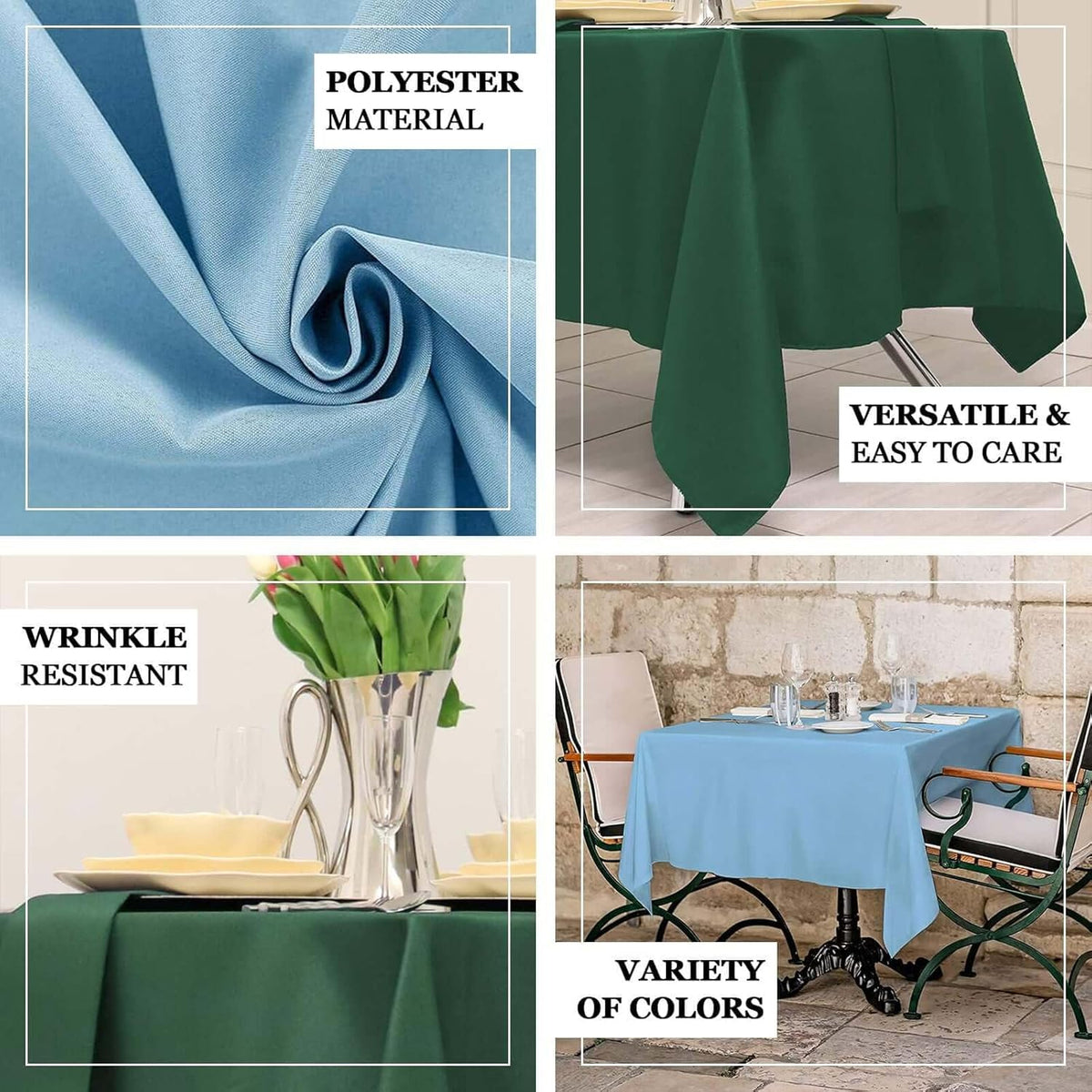 Efavormart 70" Square Linens Hunter Emerald Green Wholesale Linens Polyester Square Linen