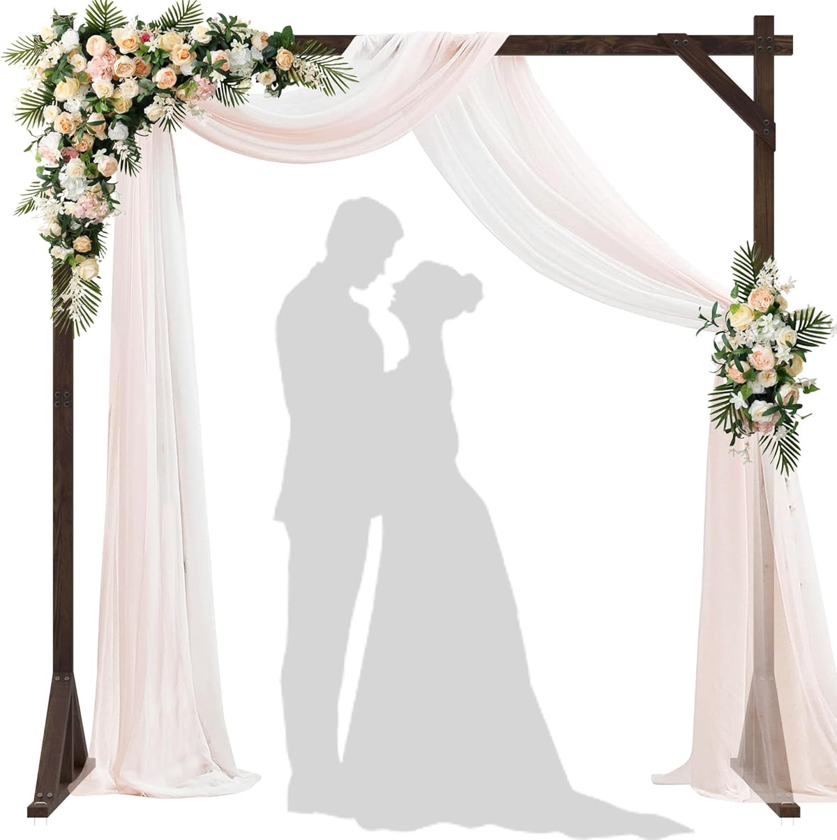 7.2FT Wooden Wedding Arch Square Wood Arches Arbor Backdrop Stand for Ceremony Indoor Outdoor