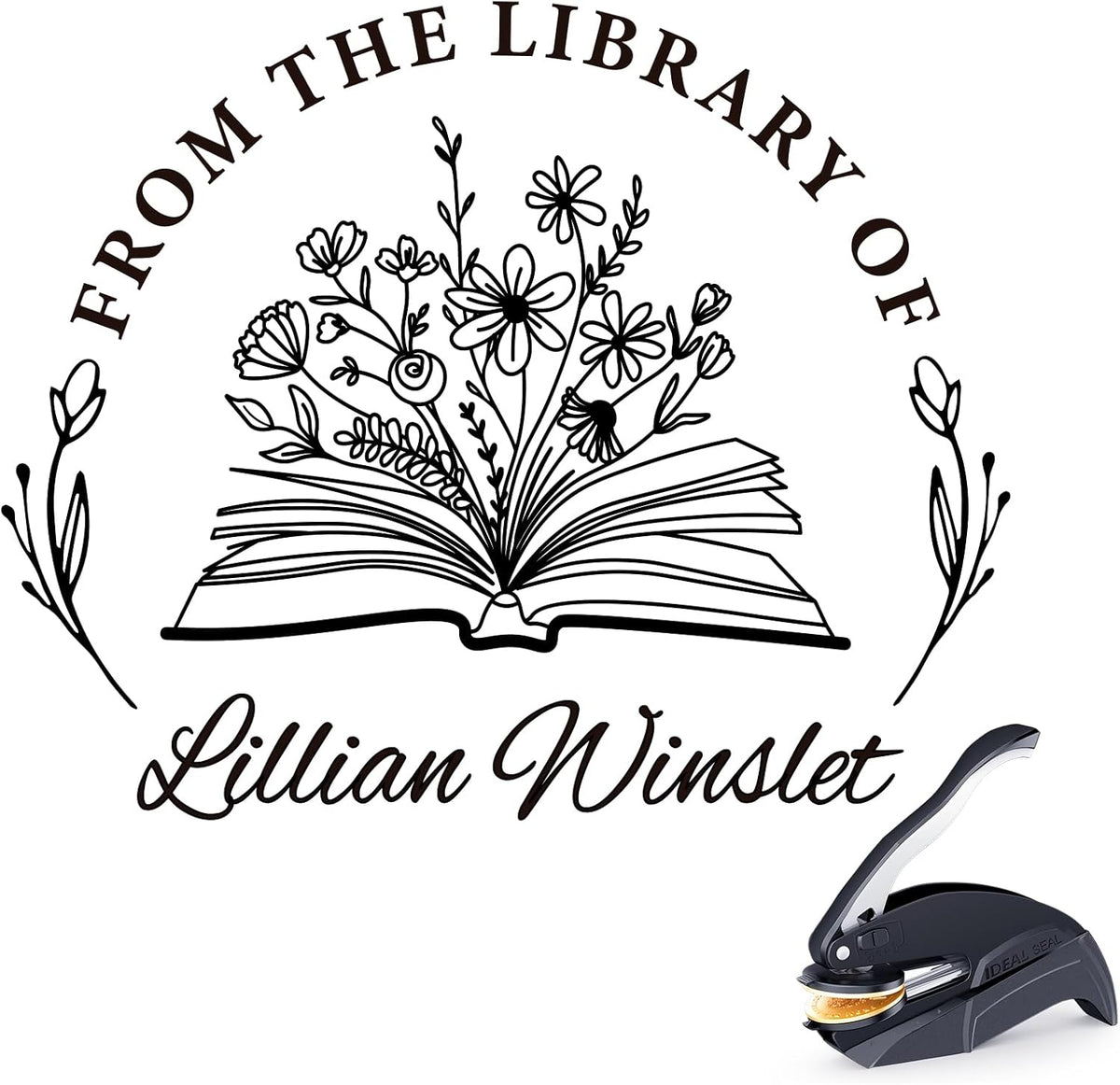 Personalized Book Stamp - Custom Book Embosser Library Gifts for Book Lovers, Readers, Teachers