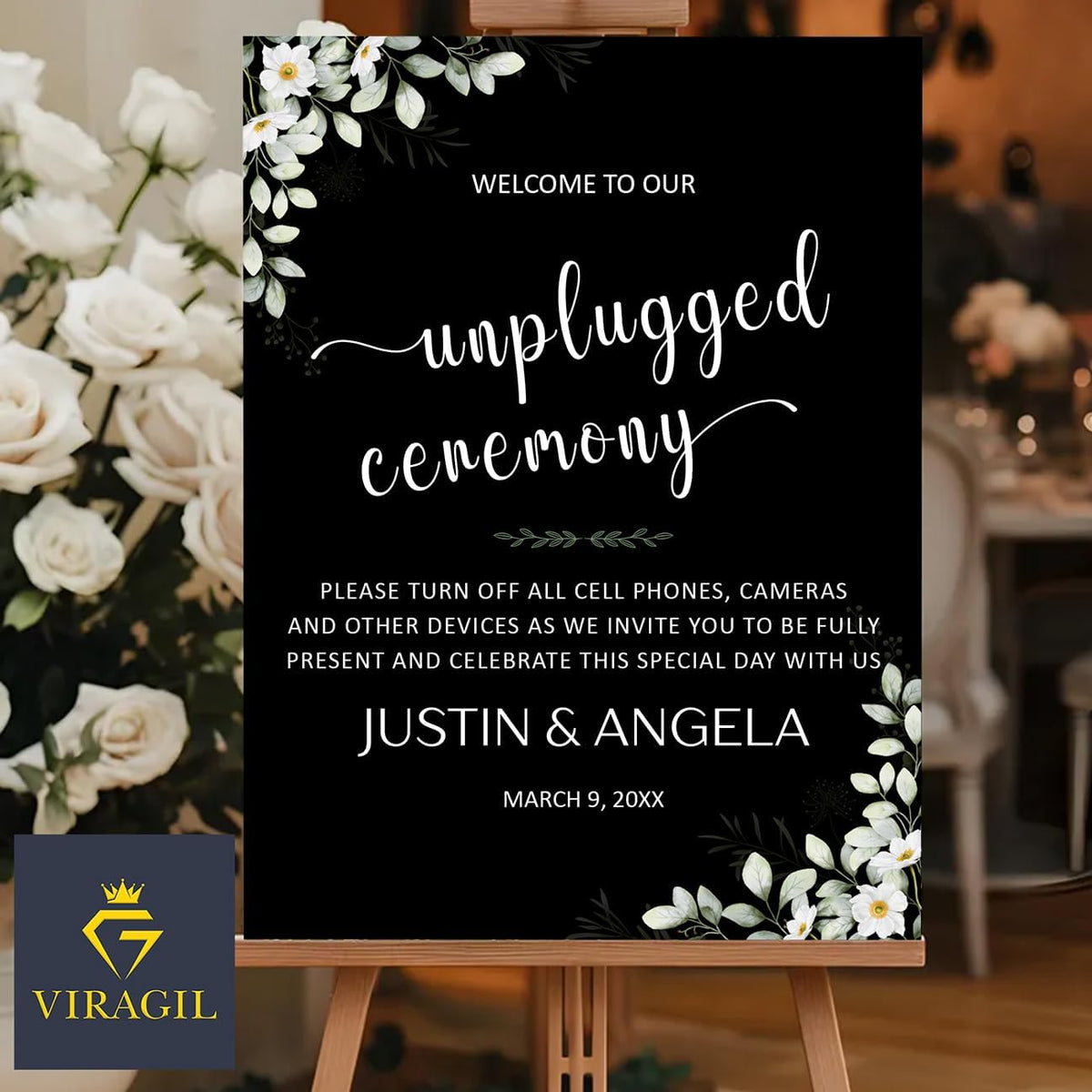 Unplugged Ceremony Yard Sign – Personalized Wedding Welcome Sign – No Phones or Cameras – Outdoor