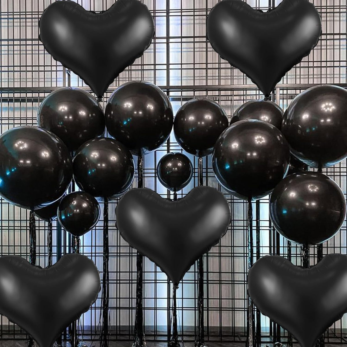 Black Heart Balloons,24Inch Large Black Heart Foil Balloons for Valentine's Day Birthday Wedding