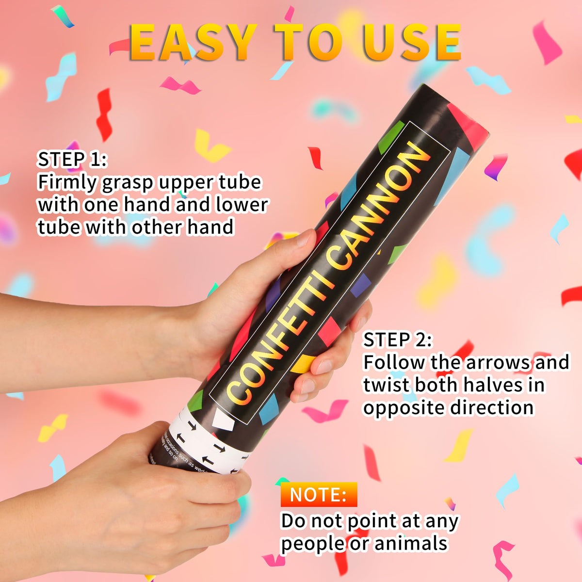 6 Pack 12 Inch Confetti Cannon Multicolor Confetti Popper Party Shooter for Wedding Birthday