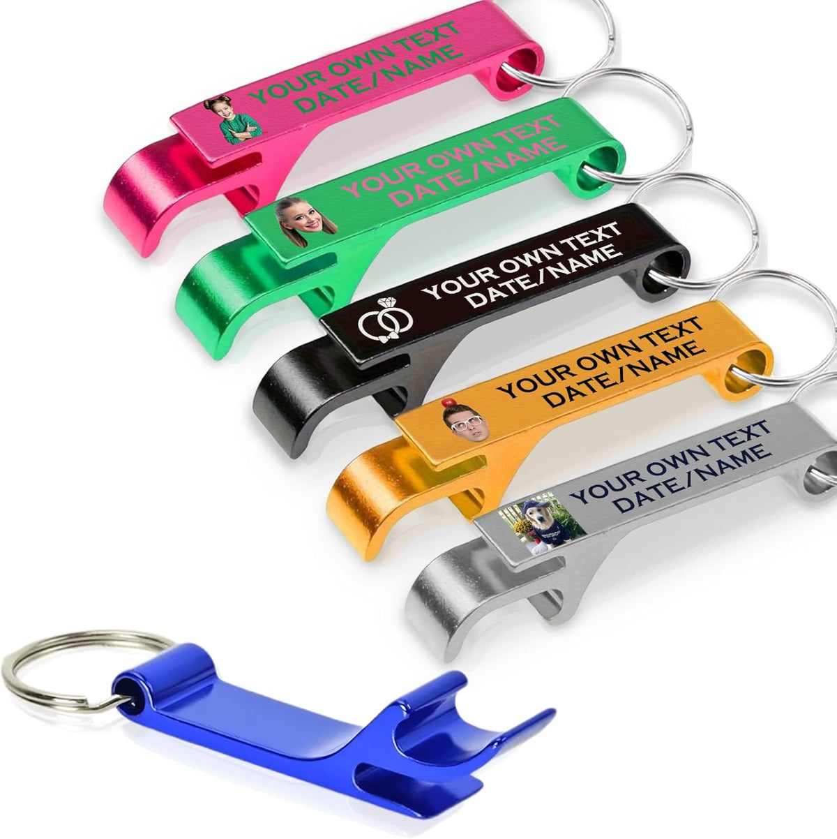 UBJVA Custom Bottle Opener Bulk Personalized Aluminum Bottle Opener Keychains with Text Logo Photo