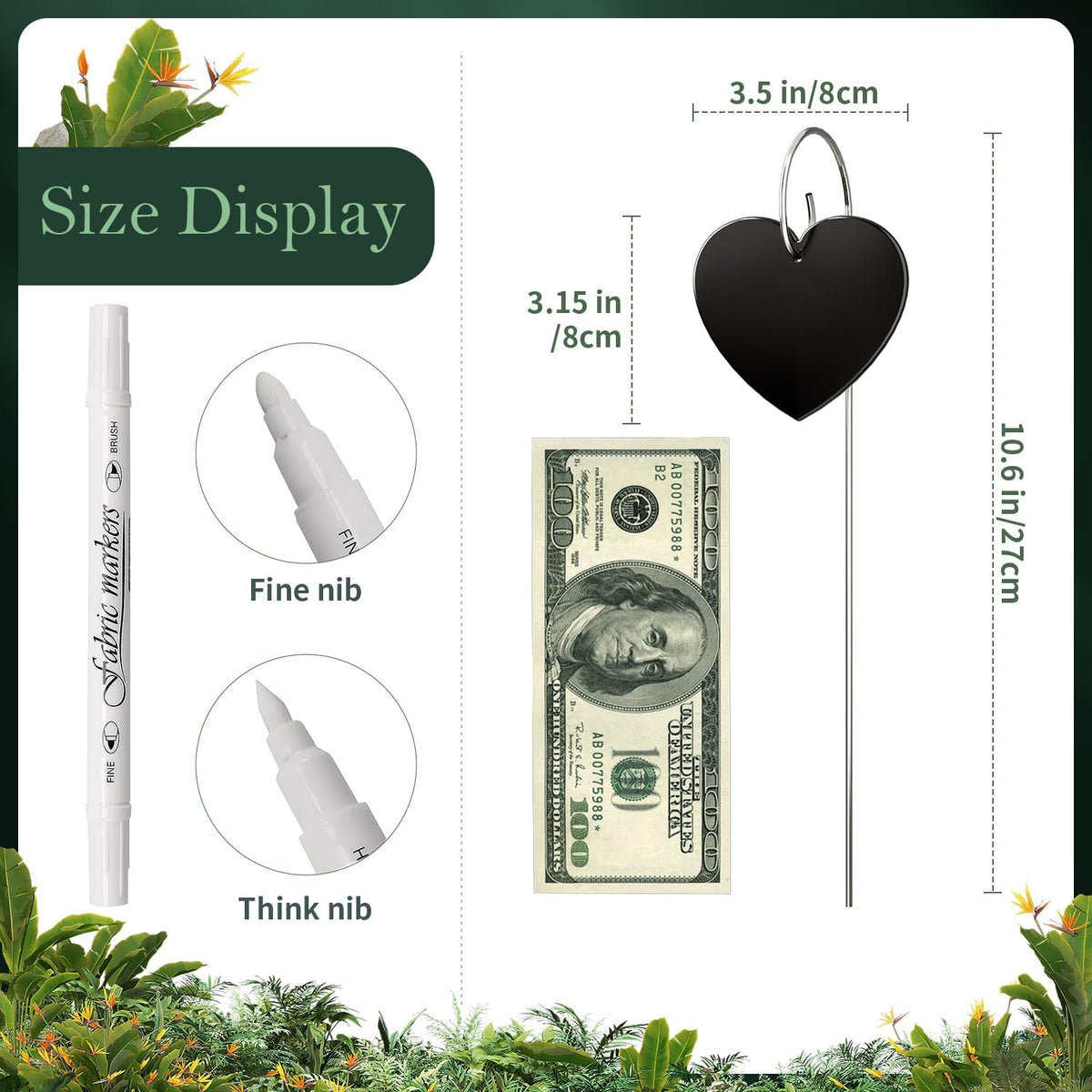 60-Pack Iron Metal Heart Shaped Garden Markers Weatherproof Metal Plant Labels Large Planting