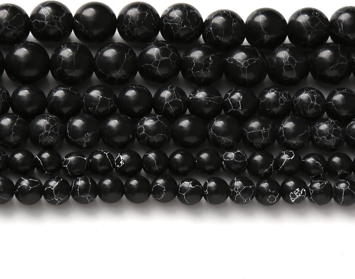 Black Turquoise Stone Beads Gemstone Round Crystal Energy Jade Beads Stone Beads for Jewelry Making