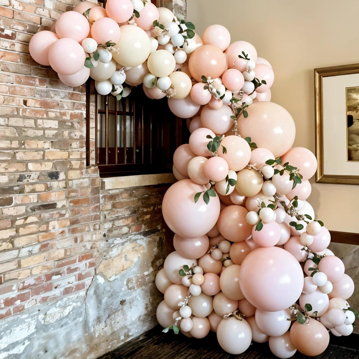 Boho Dusty Pink Balloons, 12 Inch Pastel Light Pink and White Sand Ivory Nude Beige Neutral