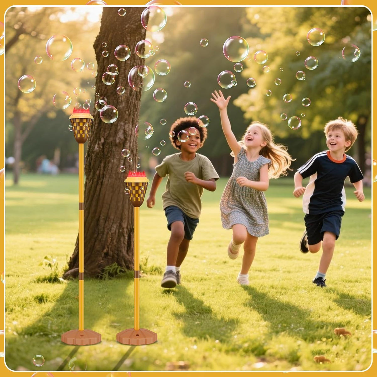 Bubble Machine for Kids, Garden Lamp Bubble Toy with Colorful Lighting and Music for Toddlers