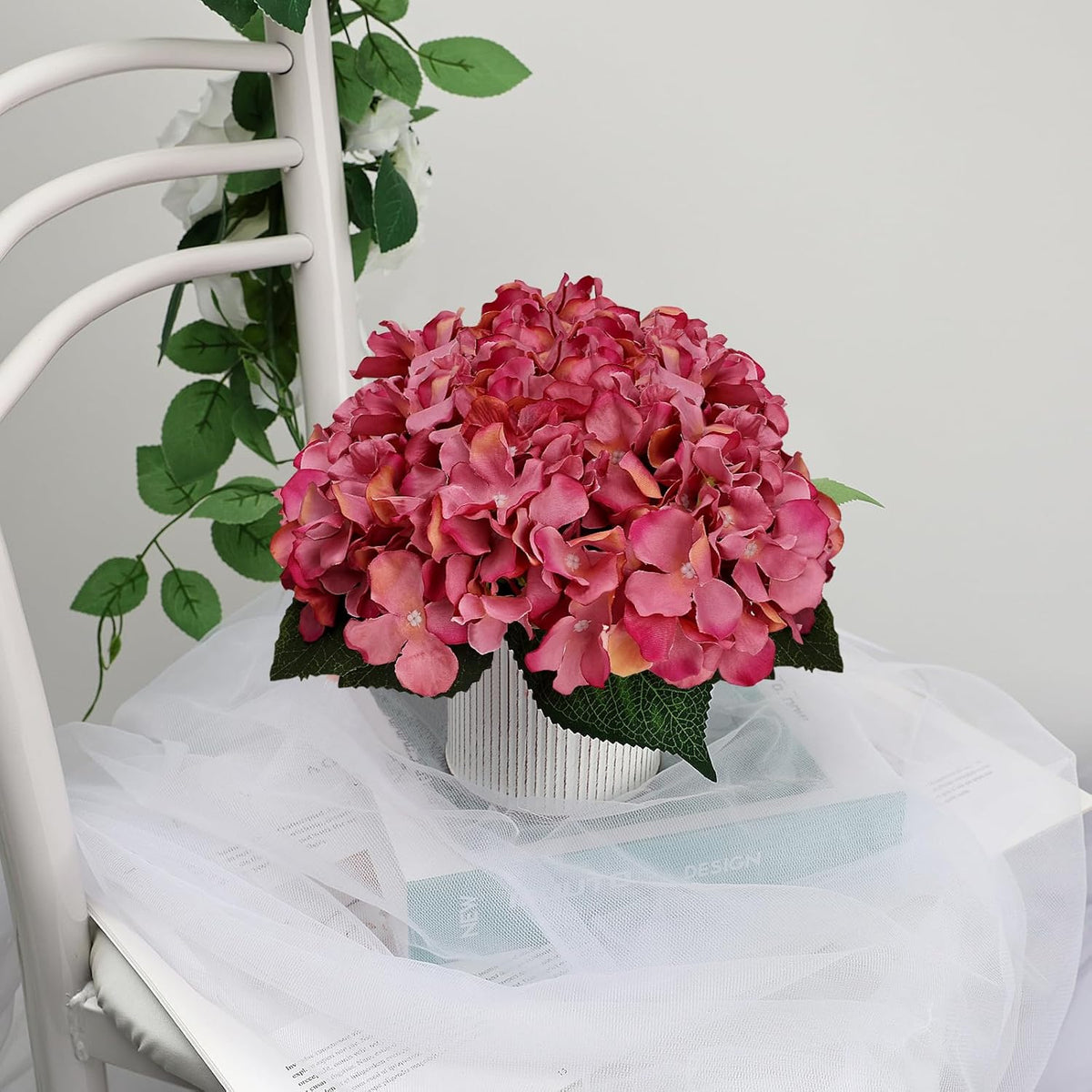 Flower Table Centerpieces - Set of 6 Floral Arrangement Artificial Wedding Hydrangeas Floral