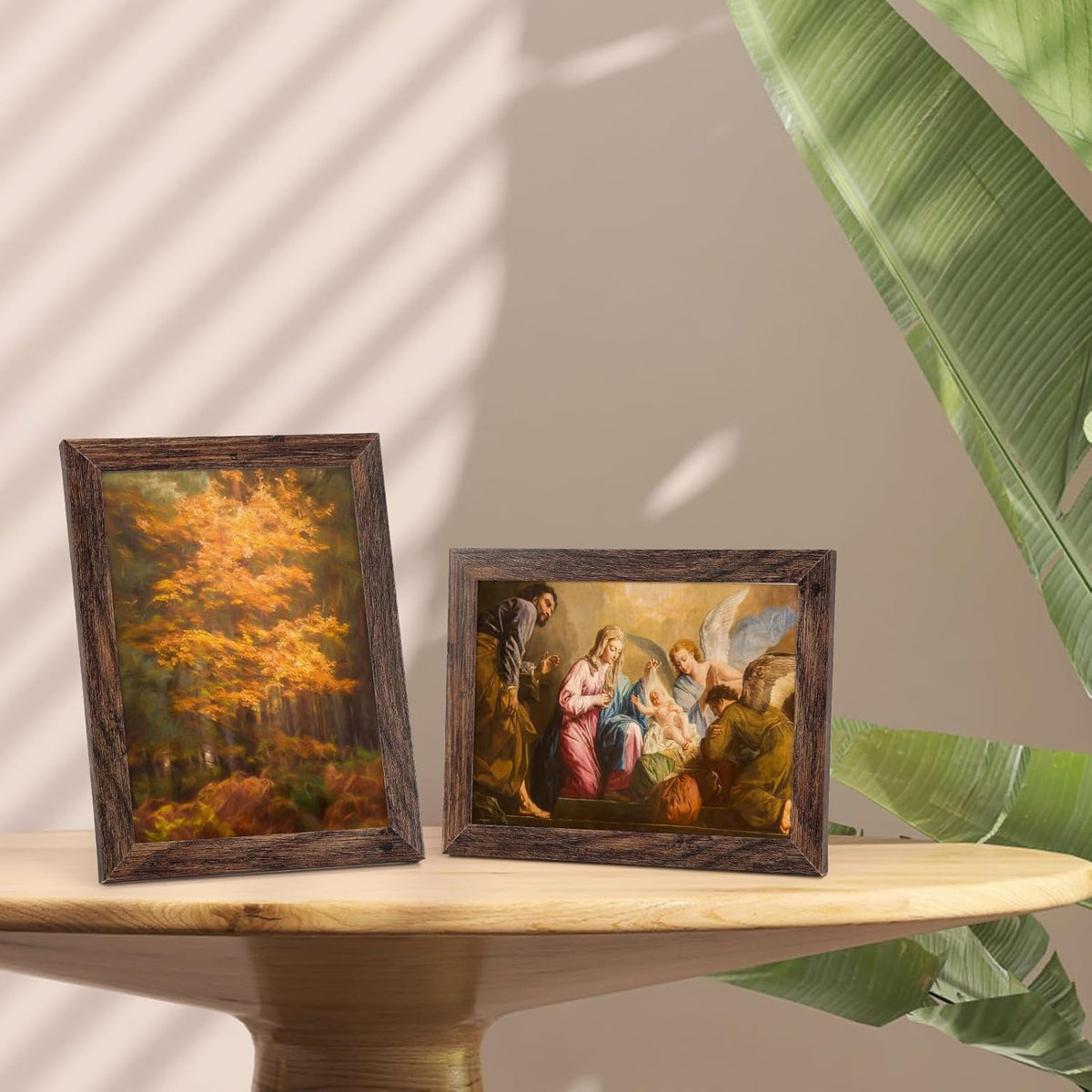 PETAFLOP Wooden Bulk 5x7 Picture Frame Set of 18, Rustic Brown Photo Frames Fits 5 by 7 for Wall or