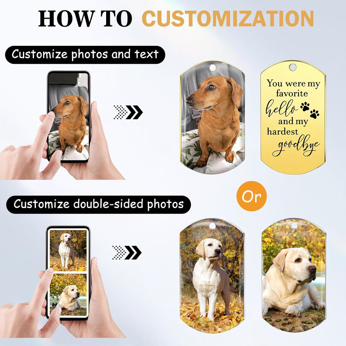 Funnylife Personalized Dog Memorial Photo Keychain Stainless Steel Custom Pet Memory Keychain Loss