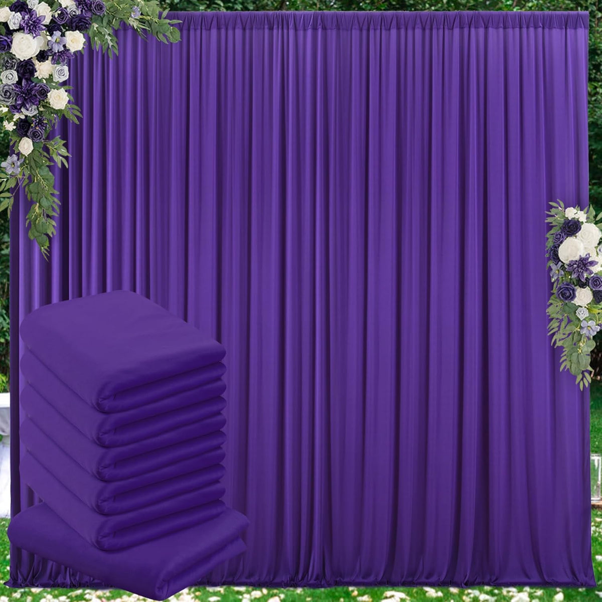 30 ft x 10 ft Wrinkle Free Purple Backdrop Curtain for Parties, 5ft x 10ft 6 Panels Polyester