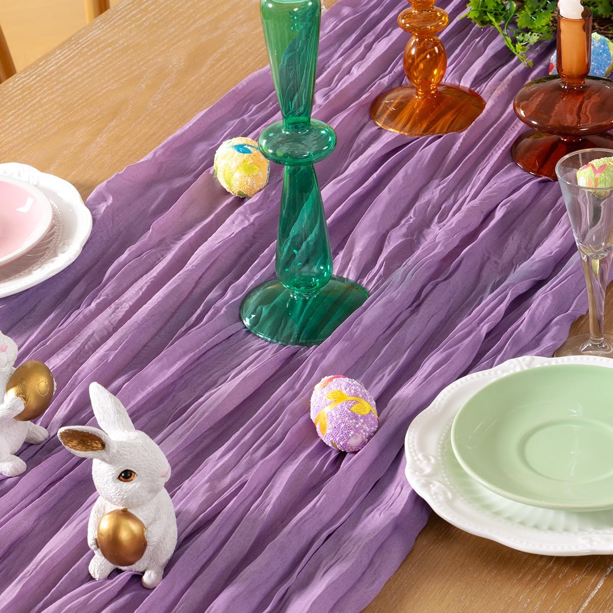 Lavender Purple Cheesecloth Table Runner 6 Pack Fall Table Runners Boho Gauze 120 Inches Cheese