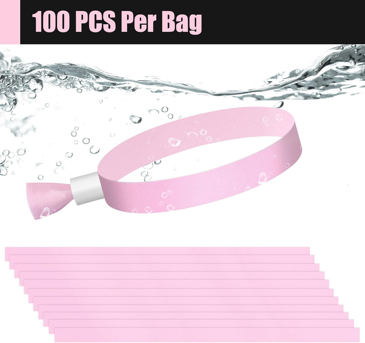 Green-Power America 100 Pcs Cloth Event Wristbands, Event Wristbands, Colored Wrist Bands for