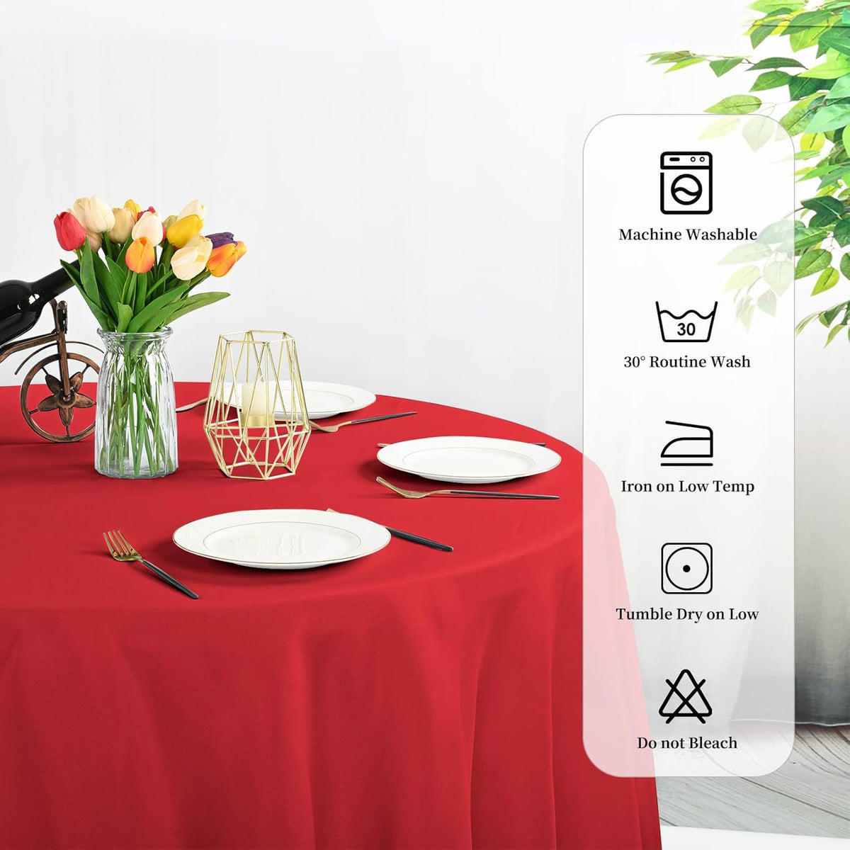 10 Pack Round Tablecloths - 120 Inch Red Polyester Cover for Round Tables, Stain and Wrinkle