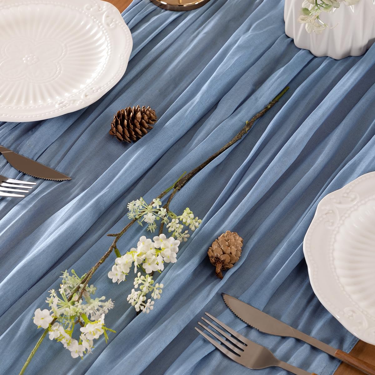 Dusty Blue Table Runner Cheesecloth Table Runner 4 Pack 10FT Farmhouse Table Runners 120 Inches