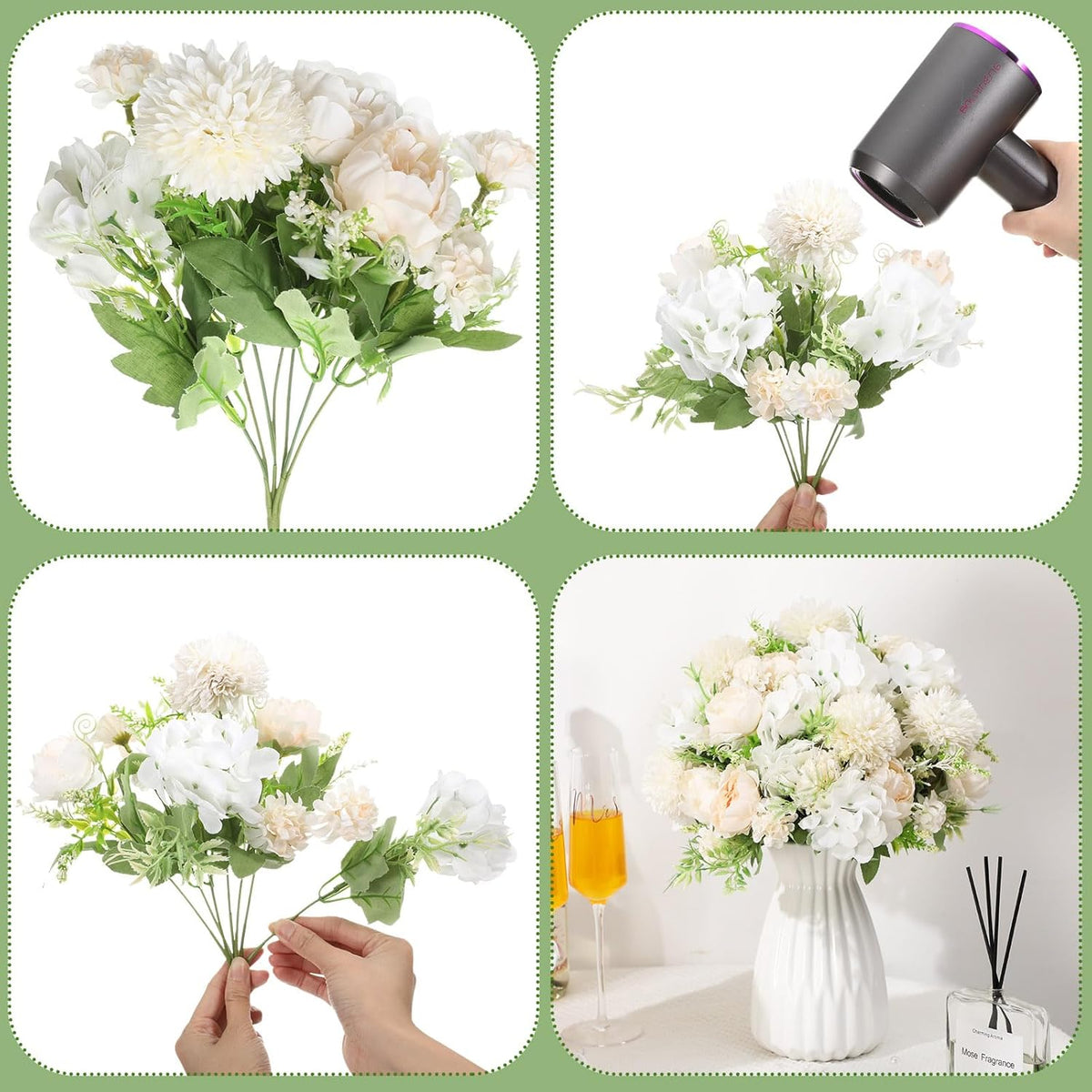 Tigeen Artificial Flowers Artificial Peonies Silk Flowers Faux Peony Fake Peony Silk Hydrangea