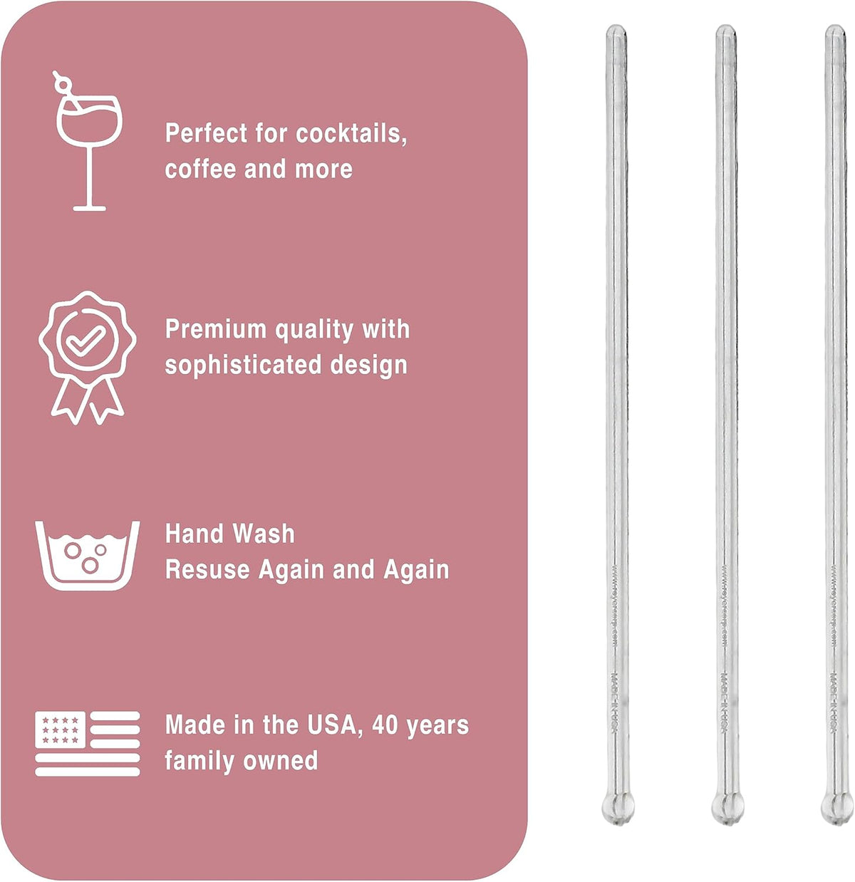 Coffee and Cocktail Stirrers, Reusable Plastic Drink Stirrer Sticks, 100 Ball Head Swizzle Sticks