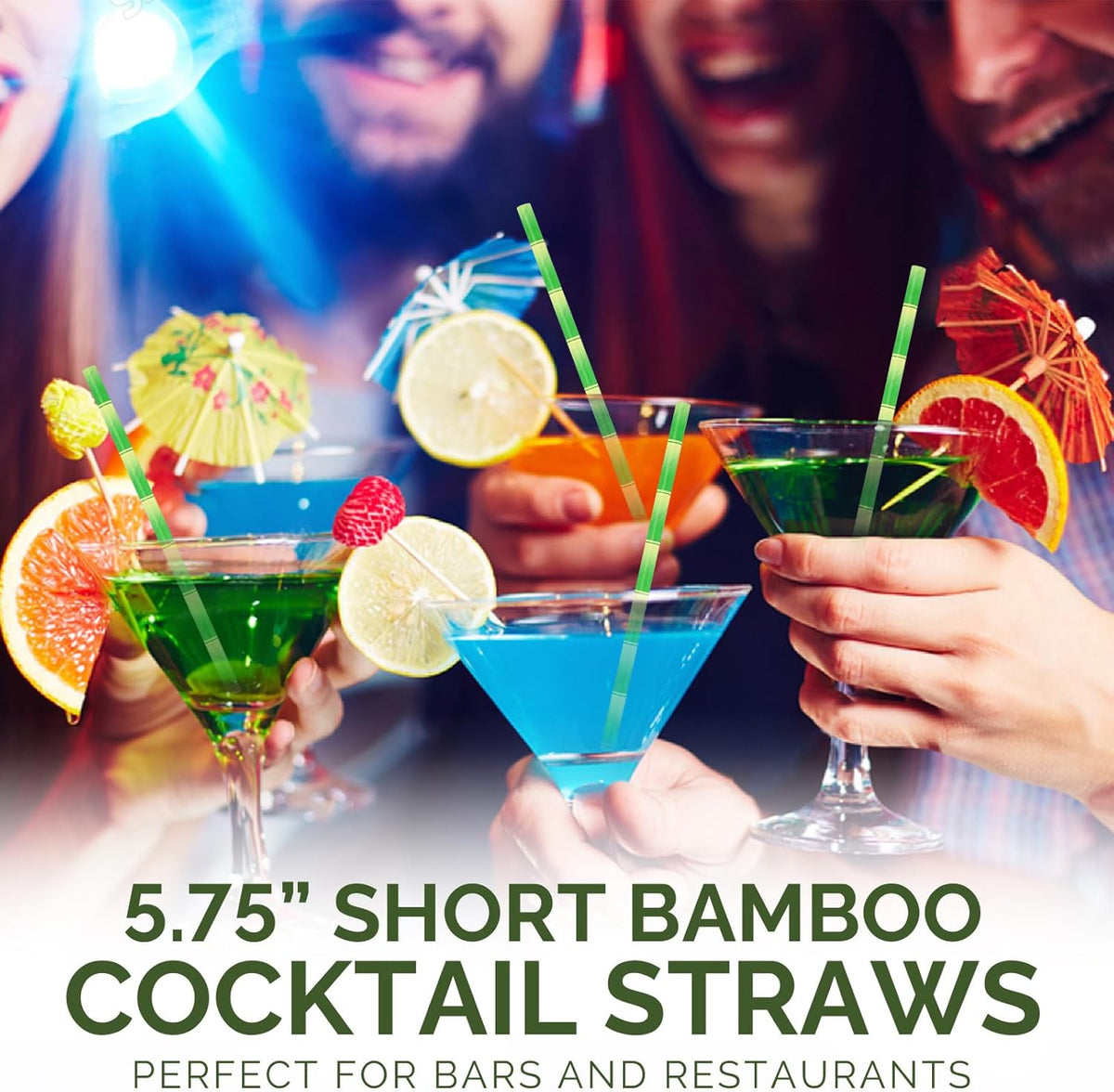 5.75 inch Short Bamboo Paper Straws & Stirrers for Cocktail and Coffee - 100% Biodegradable and
