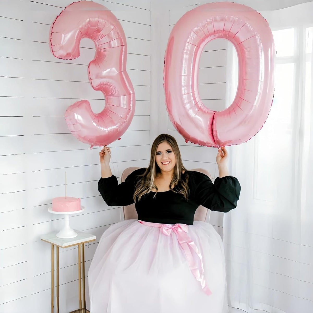 40" Balloon Number 0 Pastel Pink, Large Foil Pink Number Balloons Set 0-9 for Girls, Light Pink 0