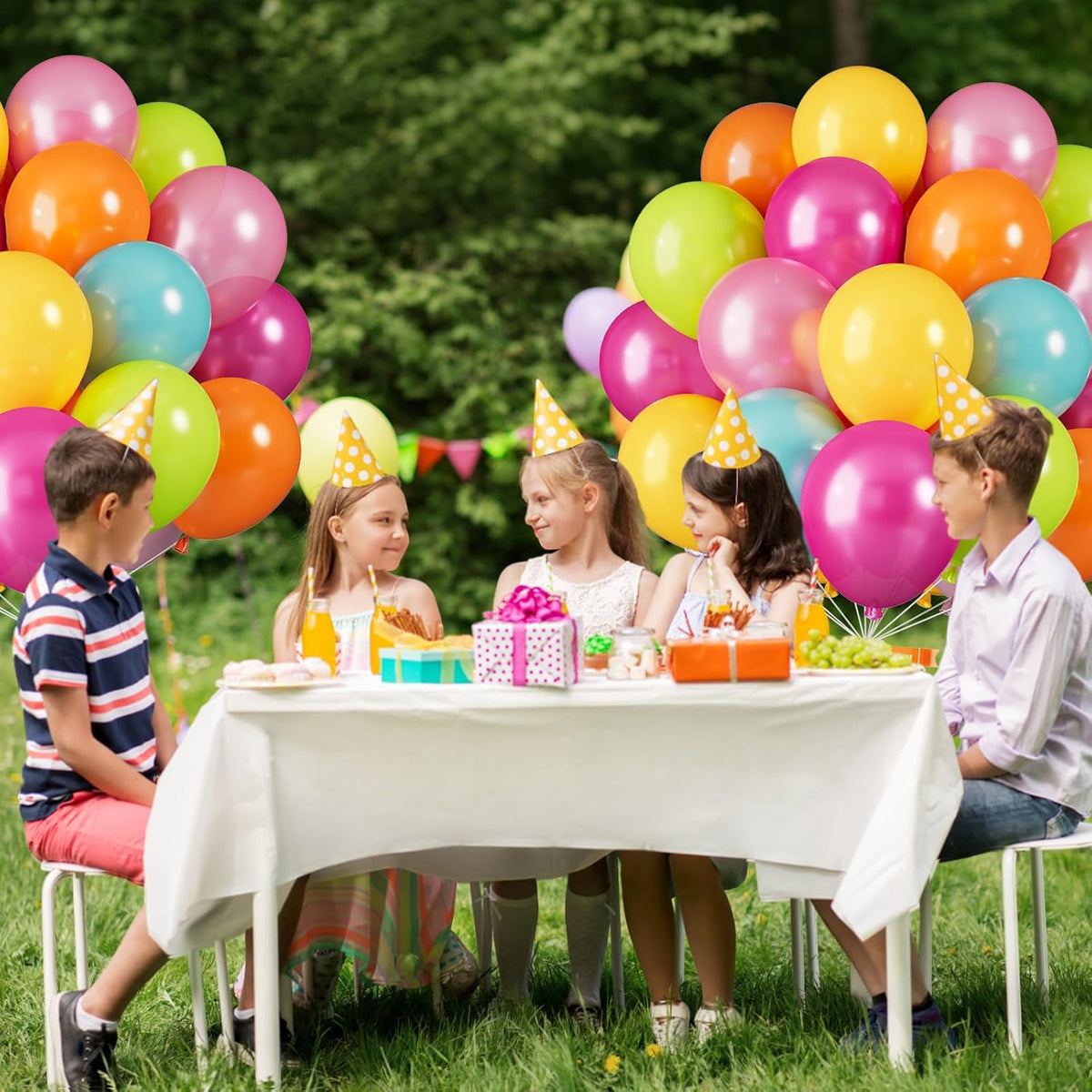 Tropical Balloons, 12 Inch Hawaii Balloons, Colorful Balloon, Pearl Hot Pink Teal Blue Yellow Fruit