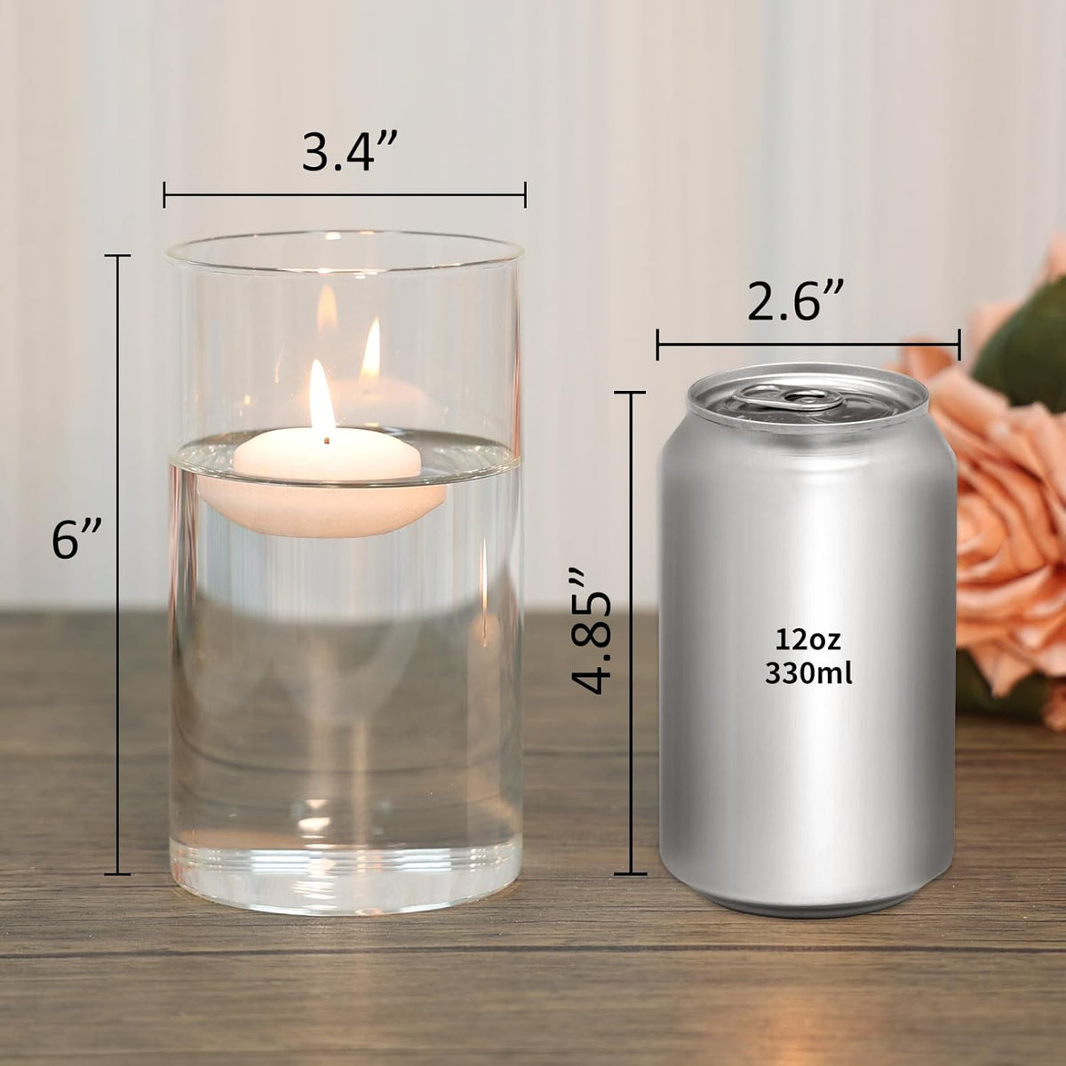 12pcs Clear Cylinder Vases for Centerpieces, Glass Flower Vases for Wedding Decorations and Home