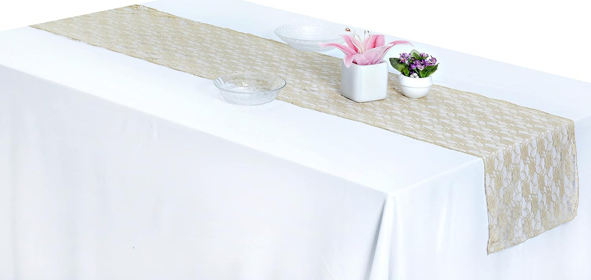 MDS Pack of 20 Wedding 12 x 108 inches Lace Table Runner for Wedding, Decorations for Birthday