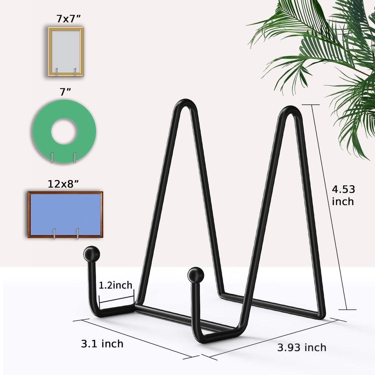 Decolore 4 Pack 4.5 Inch Black Display Stands Metal Plate Holder Display Stands for Picture