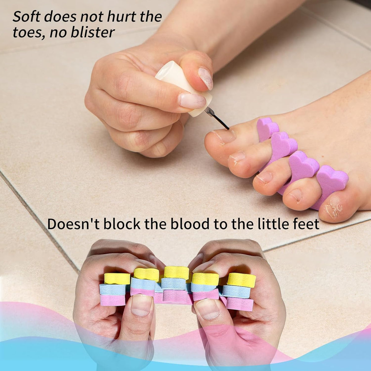 SUNFATT Foam Toe Separators,Toe Spacers for Women,Pedicure Toe Separators for Separating Toenails