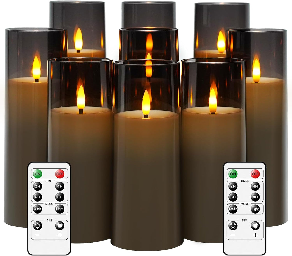 Flickering Flameless Candles Battery Operated with Remote and 2/4/6/8 H Timer Plexiglass Led Pillar