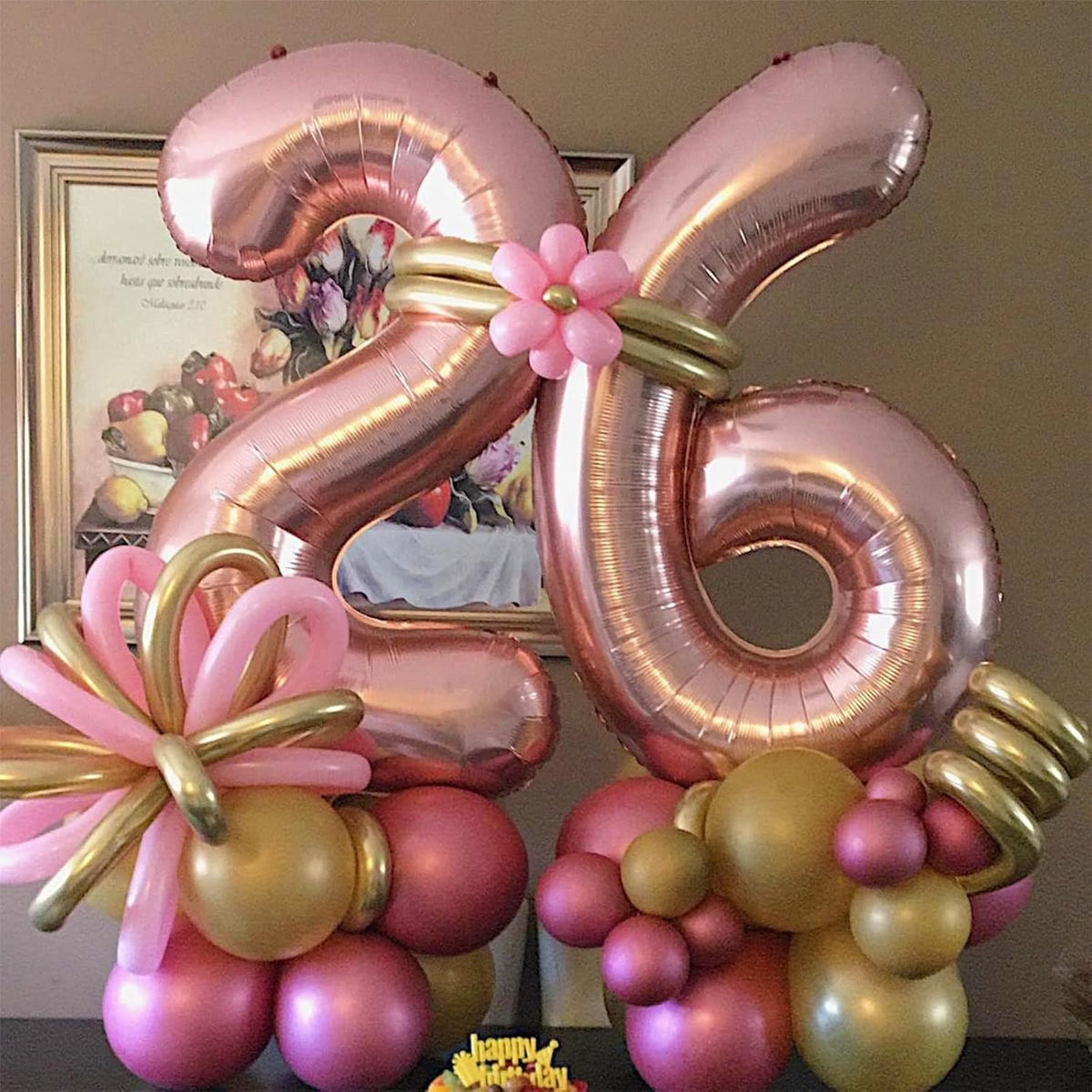 Rose Gold Foil Balloon Number 6, 40'' Giant Self Inflating Number Balloons Set 0-9, Large Number 6