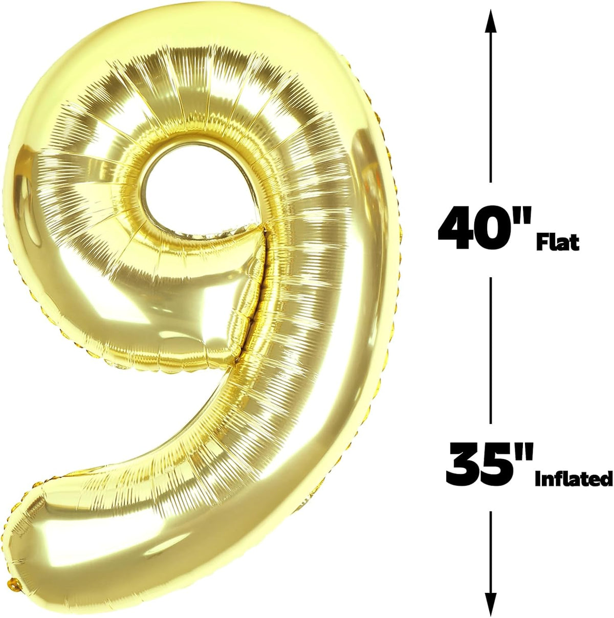 Big Light Gold 40 Inch 9 Balloon Number, Jumbo Giant 9th 19 29 39 49 99 Birthday Party Decorations