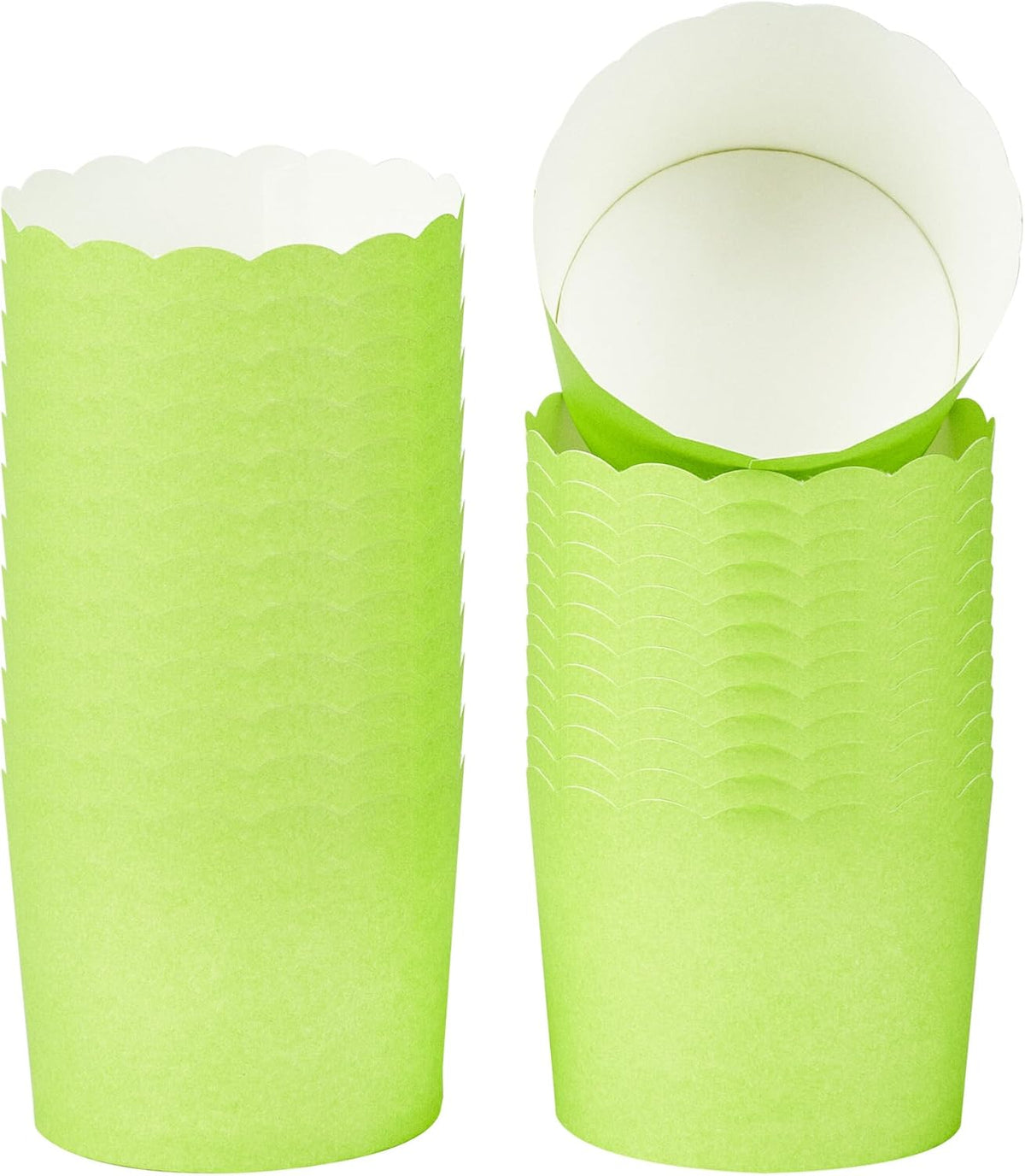 Panificio 6 Ounce Cupcake Wrappers, 200 Scalloped Baking Cups - Oven-Ready, Greaseproof, Green