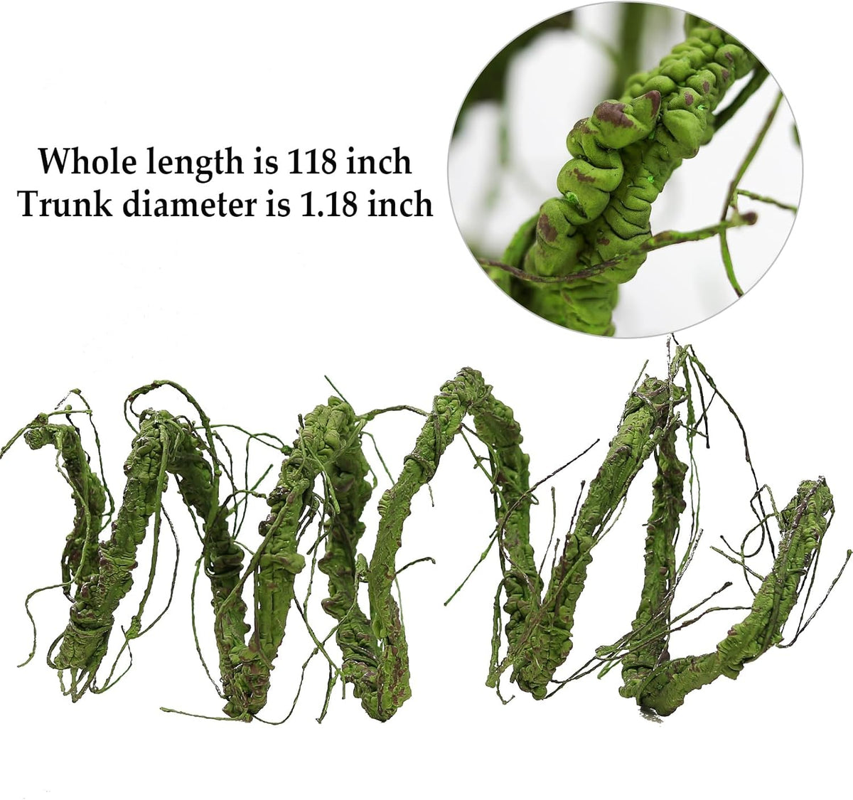 118 inch Big Artificial Green Tree Branches Ivy Grapevine Garland Fake Tree Trunk Wall Door Hanging