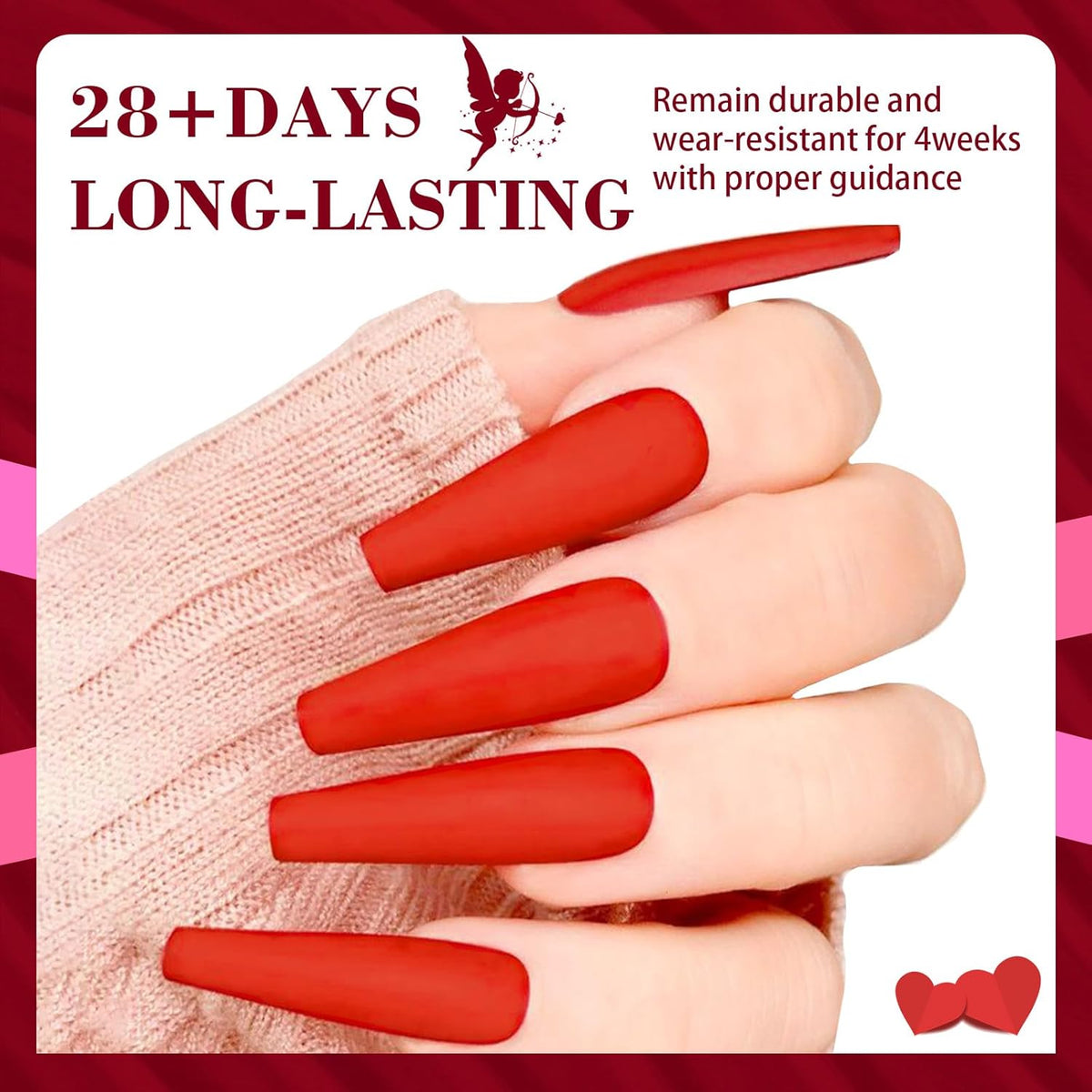 Honey Joy Dip Powder Nail Kit Starter, 4 Colors Dark Red Hot Pink Fine Dipping Powder Liquid Set