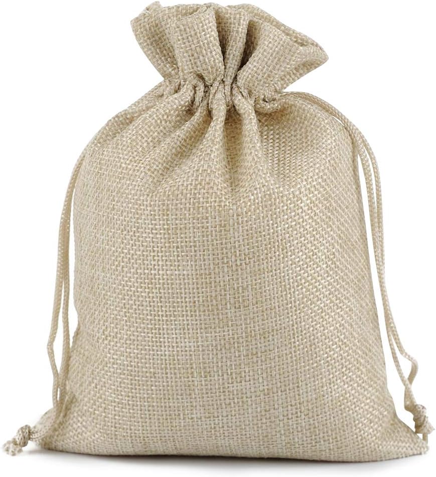 Lucky Monet 25/50/100PCS Burlap Gift Bags Wedding Hessian Jute Bags Linen Jewelry Pouches with