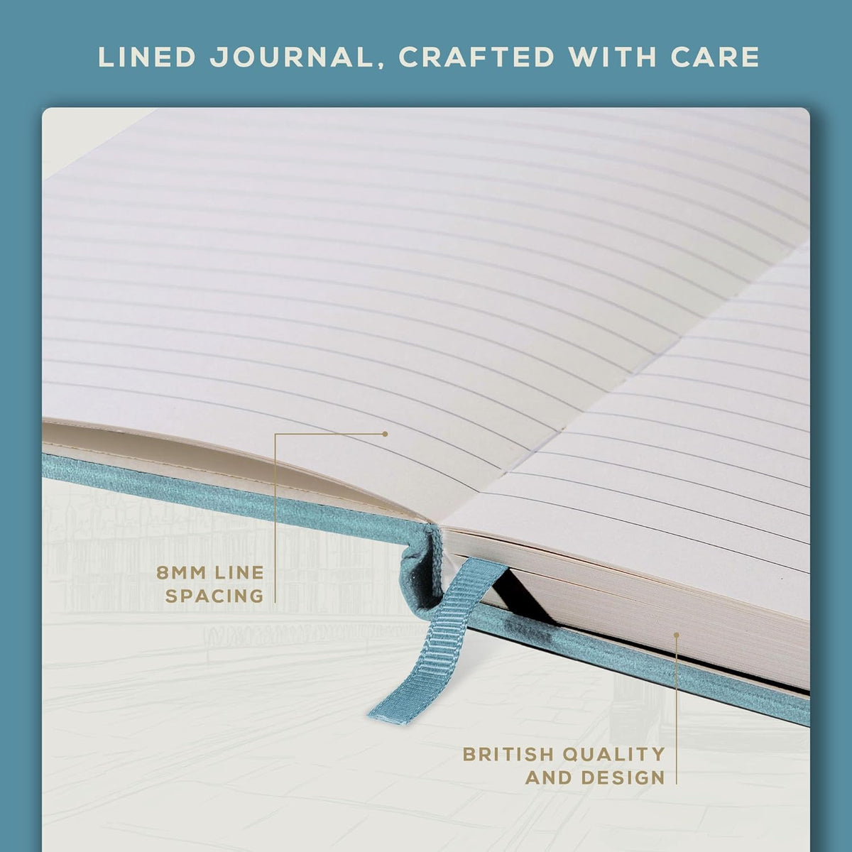 BEECHMORE BOOKS Ruled Journal Notebook, A4 8.5 x 11.5 inch 160 Lined Pages, Hardcover Leather