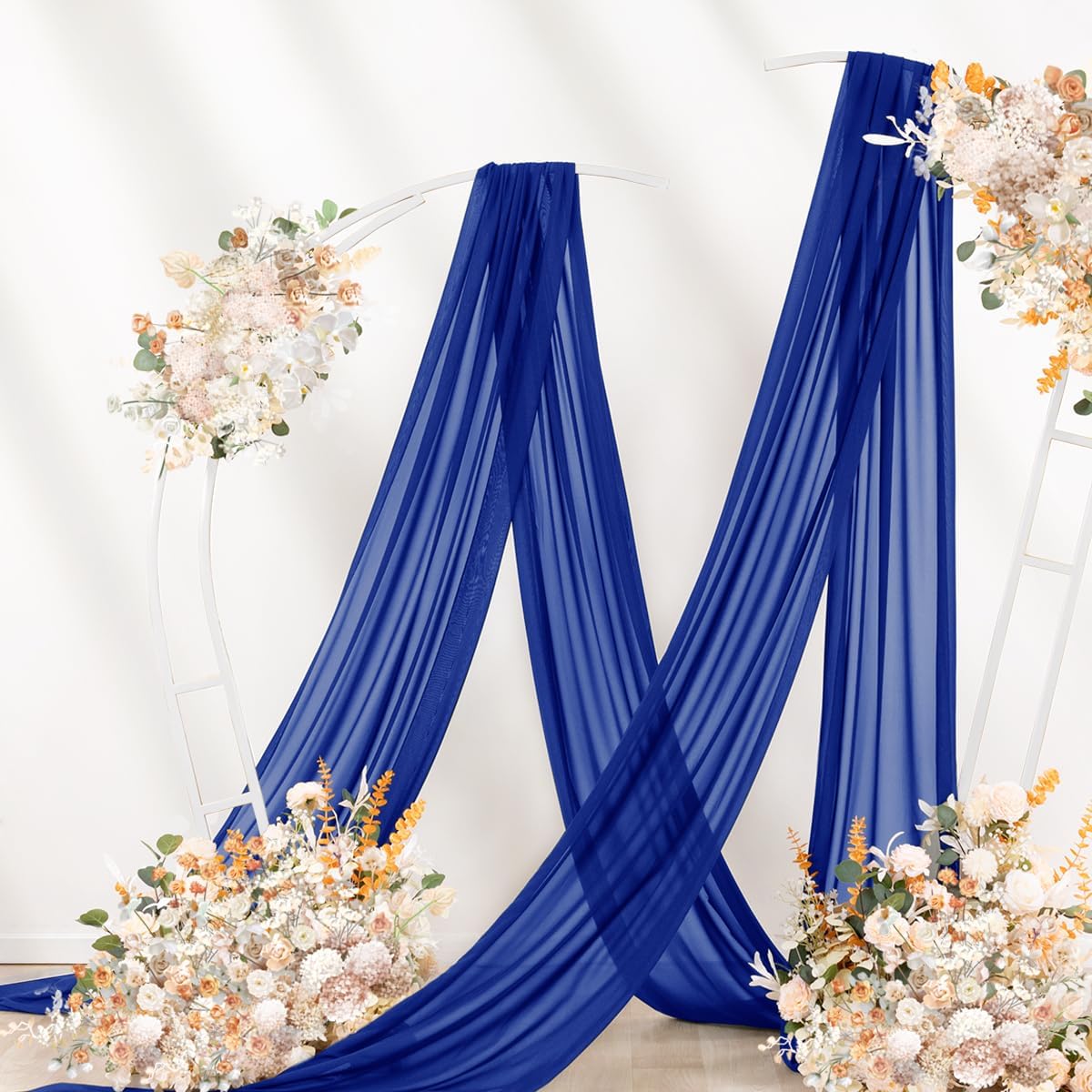 Royal Blue Wedding Arch Draping Fabric 29" x 20 FT Blue Wedding Drapes for Backdrop Sheer Curtains
